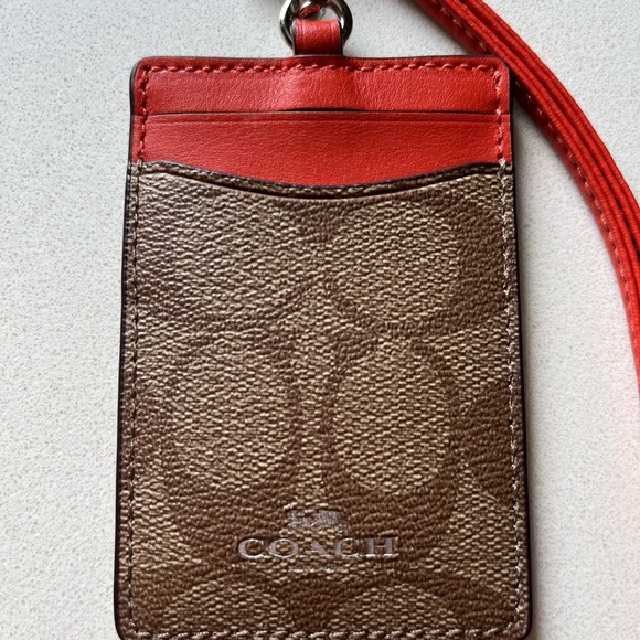 Coach gold and orange ID lanyard. - Picture 6 of 8